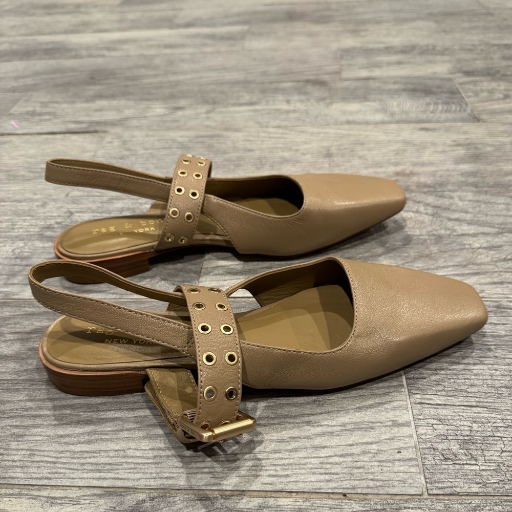 Rag and Bone Astra slingback flats in warm taupe - Picture 3 of 7